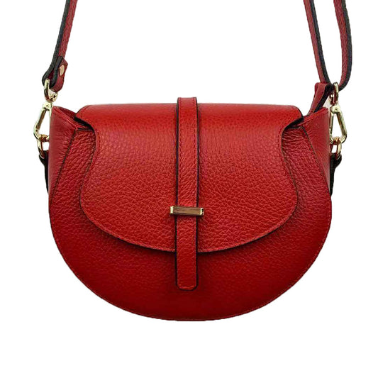 Etta - Leather Crescent Bag in Red