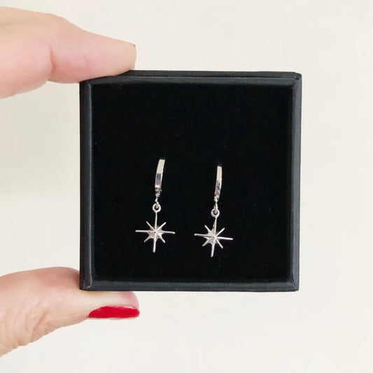 Jack & Freda - Huggie Earrings - North Star (Silver)