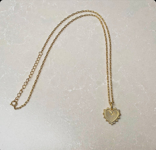 Stella Franks S925 sterling silver 18K gold plated Vintage Love Heart Pendant Necklace
