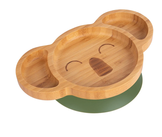 Kit The Koala Bamboo Suction Plate - Bamboo / Olive Green