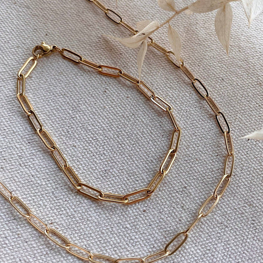 Little Nell - 18k Gold Plated Long Link Chain Bracelet - Waterproof