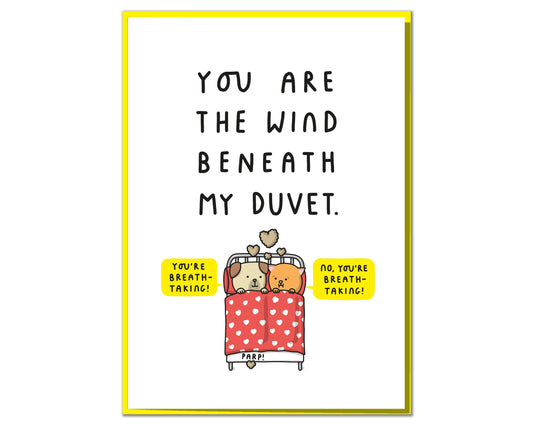 You Are The Wind Beneath My Duvet. Funny Anniversary