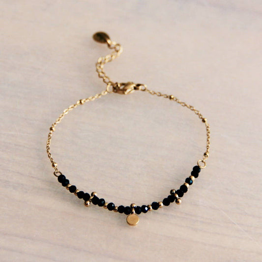 Fine Gold Bracelet with facets and beads – Black