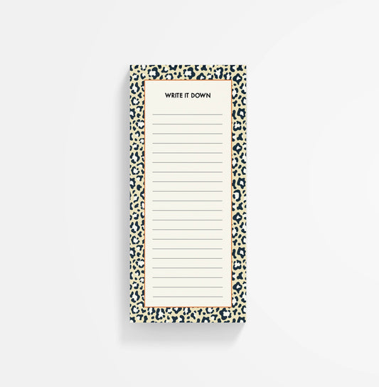 Leopard print 'write it down' list pad 100x210mm Notepad